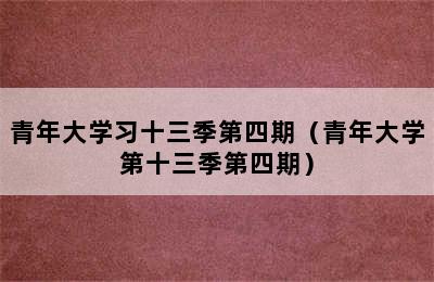 青年大学习十三季第四期（青年大学第十三季第四期）