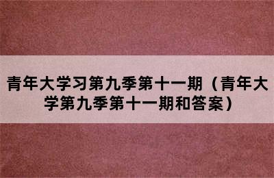 青年大学习第九季第十一期（青年大学第九季第十一期和答案）