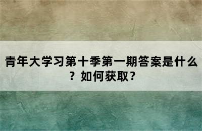 青年大学习第十季第一期答案是什么？如何获取？