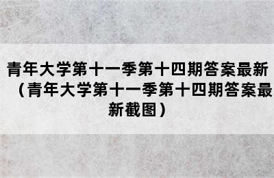 青年大学第十一季第十四期答案最新（青年大学第十一季第十四期答案最新截图）