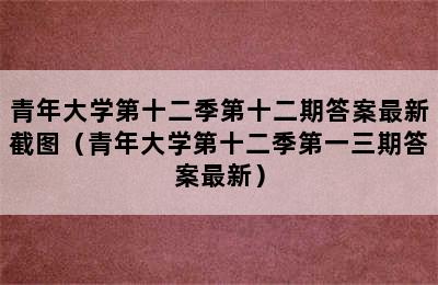 青年大学第十二季第十二期答案最新截图（青年大学第十二季第一三期答案最新）