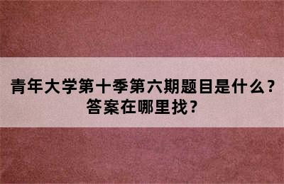 青年大学第十季第六期题目是什么？答案在哪里找？