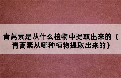 青蒿素是从什么植物中提取出来的（青蒿素从哪种植物提取出来的）