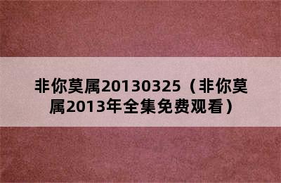 非你莫属20130325（非你莫属2013年全集免费观看）