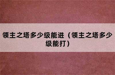 领主之塔多少级能进（领主之塔多少级能打）