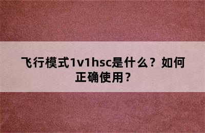 飞行模式1v1hsc是什么？如何正确使用？