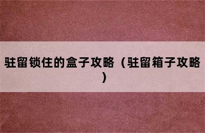 驻留锁住的盒子攻略（驻留箱子攻略）