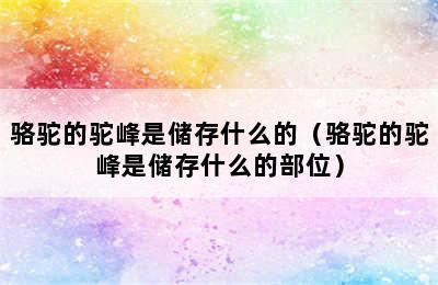 骆驼的驼峰是储存什么的（骆驼的驼峰是储存什么的部位）