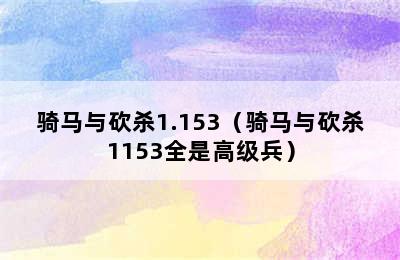 骑马与砍杀1.153（骑马与砍杀1153全是高级兵）