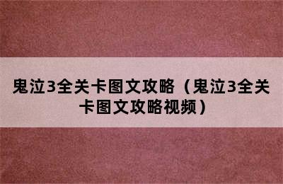 鬼泣3全关卡图文攻略（鬼泣3全关卡图文攻略视频）