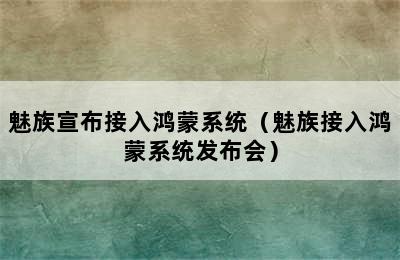 魅族宣布接入鸿蒙系统（魅族接入鸿蒙系统发布会）