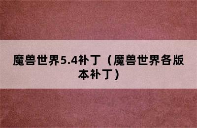 魔兽世界5.4补丁（魔兽世界各版本补丁）