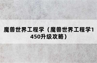 魔兽世界工程学（魔兽世界工程学1450升级攻略）