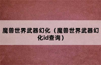 魔兽世界武器幻化（魔兽世界武器幻化id查询）