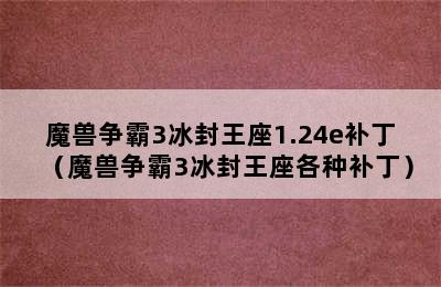 魔兽争霸3冰封王座1.24e补丁（魔兽争霸3冰封王座各种补丁）