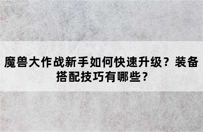 魔兽大作战新手如何快速升级？装备搭配技巧有哪些？