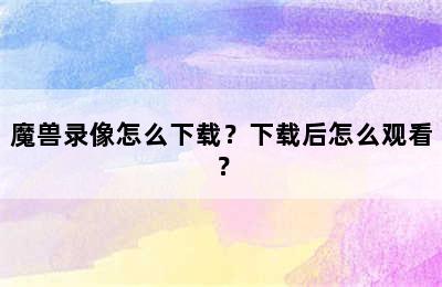 魔兽录像怎么下载？下载后怎么观看？