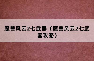 魔兽风云2七武器（魔兽风云2七武器攻略）