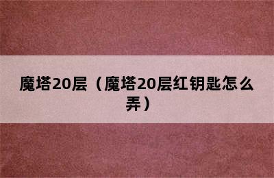 魔塔20层（魔塔20层红钥匙怎么弄）