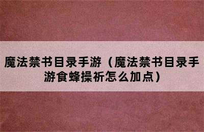 魔法禁书目录手游（魔法禁书目录手游食蜂操祈怎么加点）