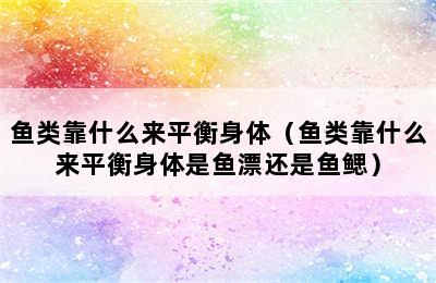 鱼类靠什么来平衡身体（鱼类靠什么来平衡身体是鱼漂还是鱼鳃）