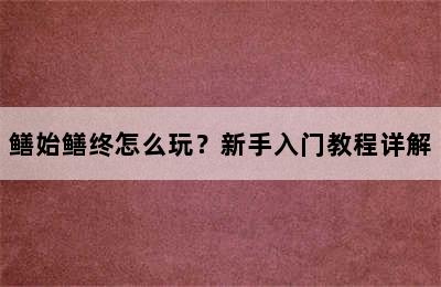 鳝始鳝终怎么玩？新手入门教程详解