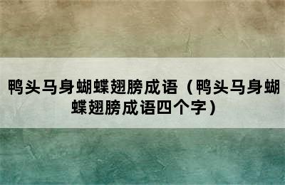 鸭头马身蝴蝶翅膀成语（鸭头马身蝴蝶翅膀成语四个字）