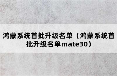 鸿蒙系统首批升级名单（鸿蒙系统首批升级名单mate30）