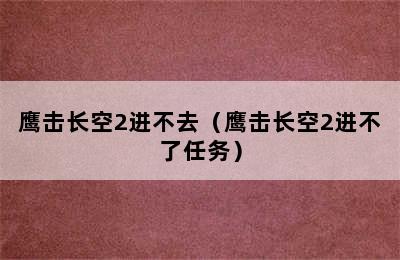 鹰击长空2进不去（鹰击长空2进不了任务）