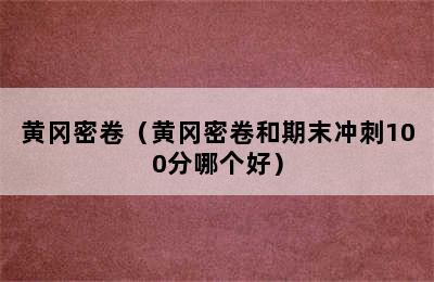 黄冈密卷（黄冈密卷和期末冲刺100分哪个好）