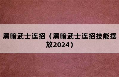 黑暗武士连招（黑暗武士连招技能摆放2024）