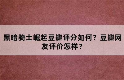 黑暗骑士崛起豆瓣评分如何？豆瓣网友评价怎样？