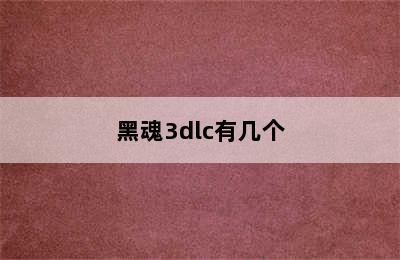 黑魂3dlc有几个