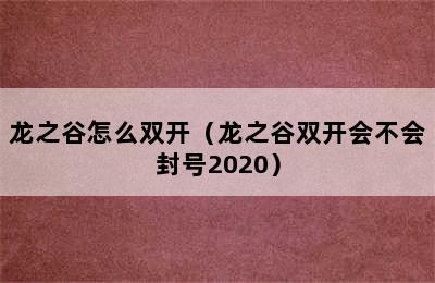 龙之谷怎么双开（龙之谷双开会不会封号2020）