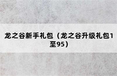 龙之谷新手礼包（龙之谷升级礼包1至95）