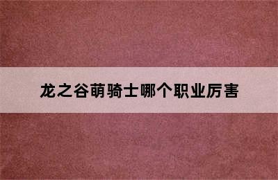 龙之谷萌骑士哪个职业厉害