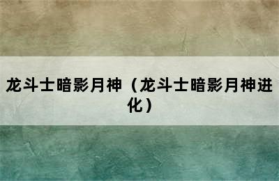 龙斗士暗影月神（龙斗士暗影月神进化）