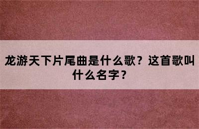 龙游天下片尾曲是什么歌？这首歌叫什么名字？