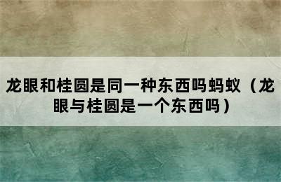 龙眼和桂圆是同一种东西吗蚂蚁（龙眼与桂圆是一个东西吗）